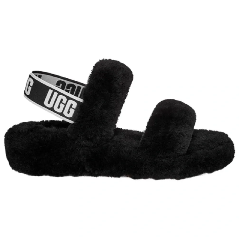 UGG Oh Yeah Slide baby girl size 6 black fur sandals slippers shoes